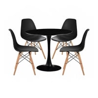 Klik Muebles - Comedor Mesa Tulip Negra - 4 Sillas Eames Negras