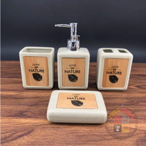 Estilodomus - Set De Baño De 4 Piezas Love Of Nature Ceramica Bano Gris Claro