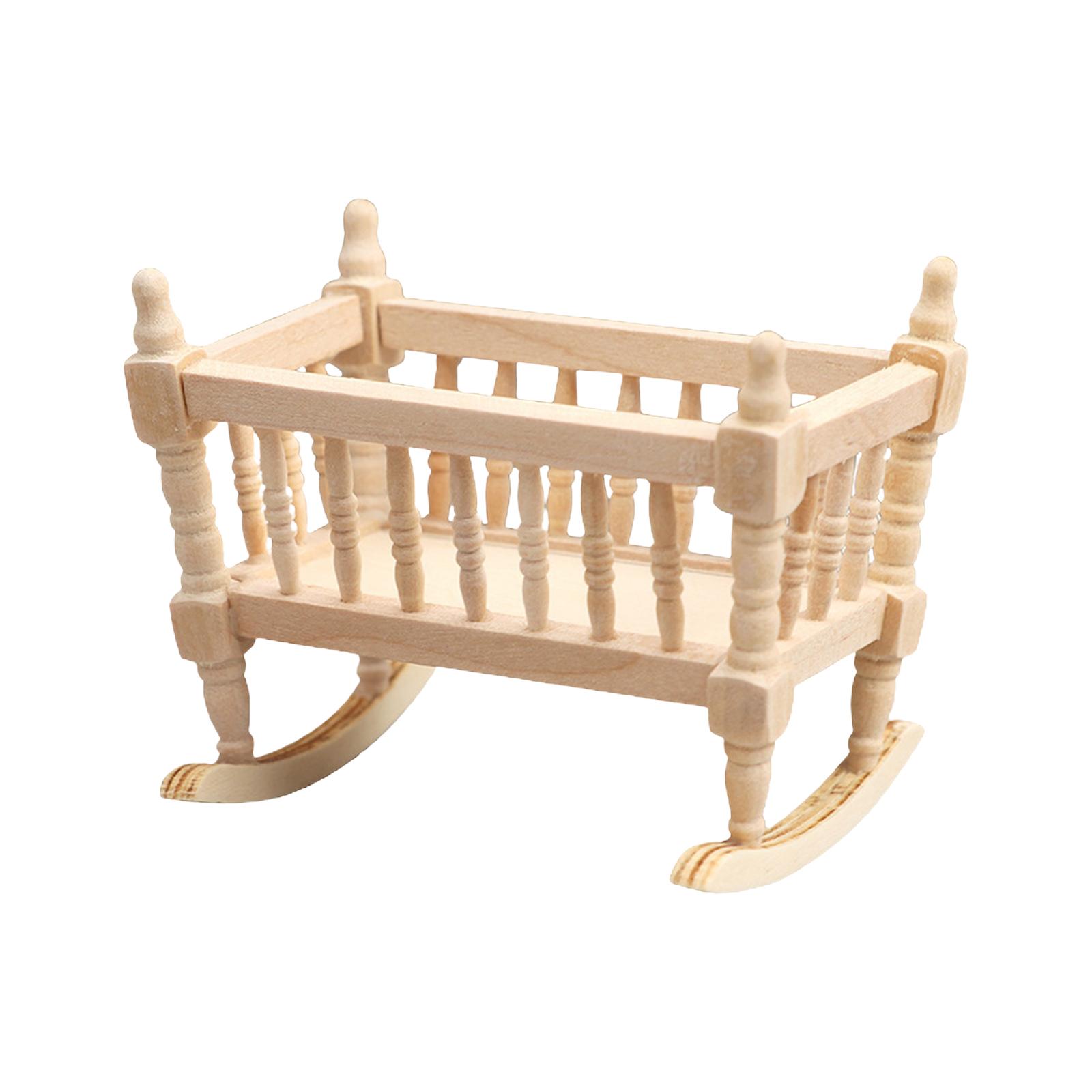 Bothyi - Cuna De Madera Para Muñecas, Decoración 1/12, Escena Artesanal, Cunas Para Casa De Muñecas En Miniatura