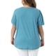 thumbnail image 3 of Agnes Orinda Blusa para Mujer de Talla Grande Cuello Redondo Manga Corta Camisetas Fluidas Plisadas Elegantes Casual Túnica Blusas 1X Azul Lago, 3 of 6