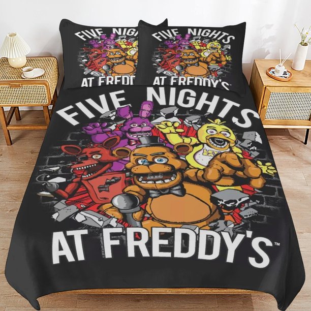 x229 Five Nights at Freddy's FNAF Bed Duvet Cover Microfiber Bedding Sets 3D Printed Lightweight 3 Piece Comforter Sets, 1 Duvet Cover And 2 Pillow Shams for Kids Boys Girls 79"x90" jn2