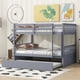 thumbnail image 2 of Full Over Full Rubber Wood Bunk Bed with Trundle, Ladder and Guardrails, Convertible to 2 Full Size Beds, with Twin Size Trundle ,Grey(Old Sku W504S00250), 2 of 3