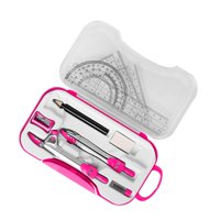 Bothyi - Kit De Geometría Matemática, Juego De Brújula, Transportador, Regla Triangular, Maestros De Escuela, Rosa