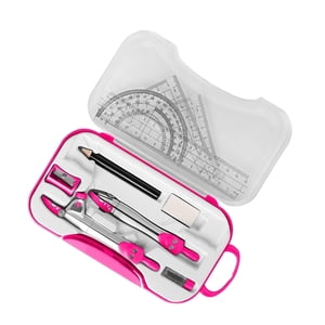 Bothyi - Kit De Geometría Matemática, Juego De Brújula, Transportador, Regla Triangular, Maestros De Escuela, Rosa