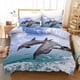 thumbnail image 1 of Dolphin Blue Sea Gift Quilt Duvet Cover Set Super Doona Cover3-Piece Bedding Set, 1 of 5