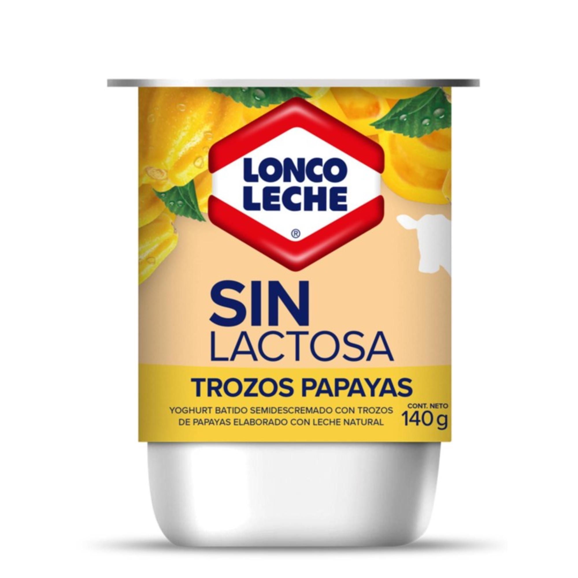Yoghurt Batido Sin Lactosa Con Trozos Sabor Papaya Pote 140 g Loncoleche