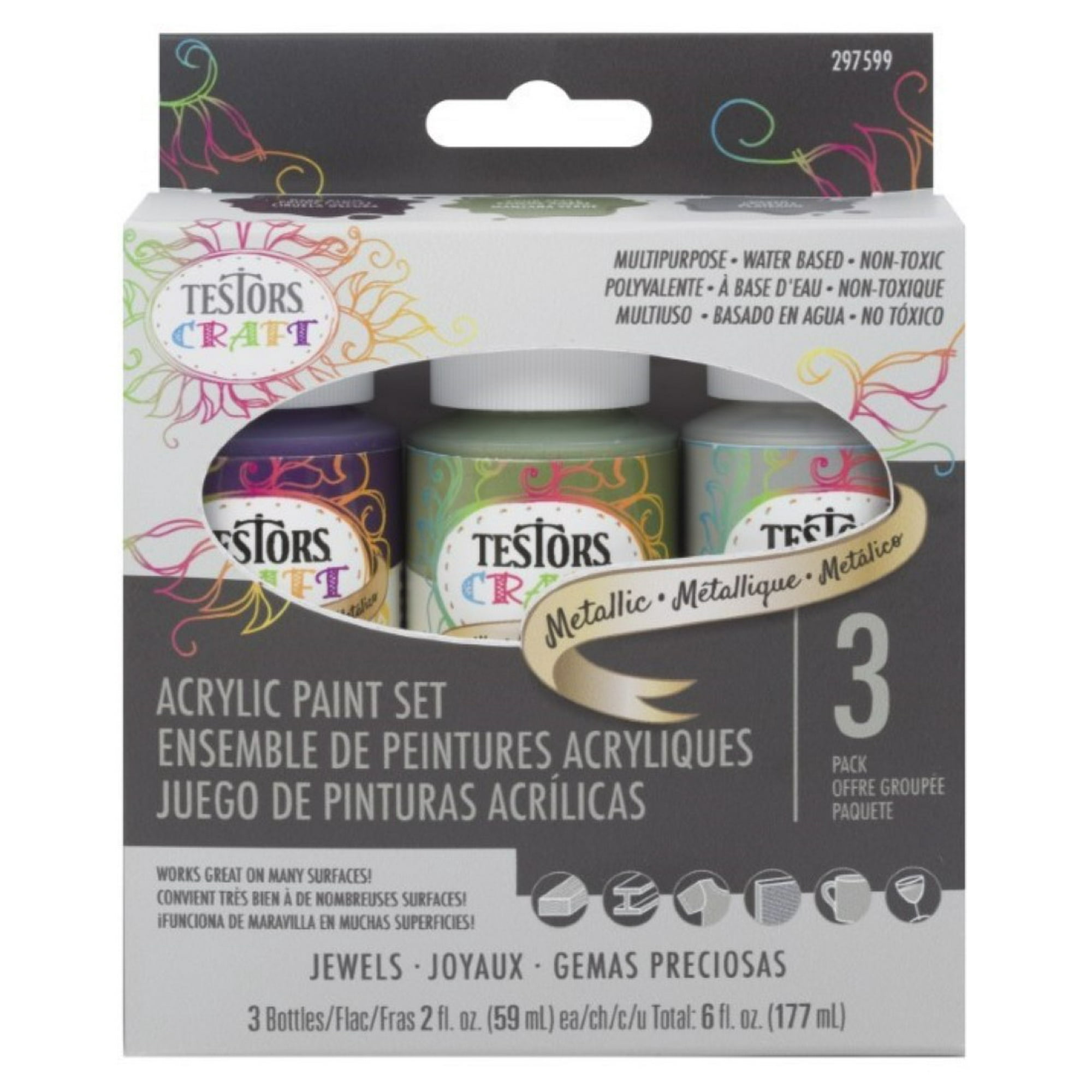Testors - Set De 3 Pinturas Acrílicas Gemas Preciosas