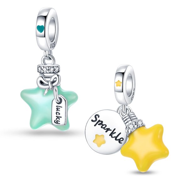 Colgante Charm HappyStar de Plata de Ley 925 para Pulseras