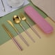 thumbnail image 1 of 5pcs/set, Cutlery, Coffee Spoon, Salad Fork, Steak Knife, Milk Spoon, Salad Fork, Meal Knife, Portable Chopsticks, Washable Dessert Spoon, Stainless Steel Flatware With Storage Box, Tableware For Rest, 1 of 5