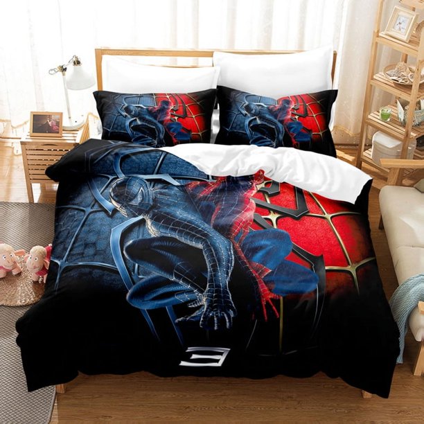 x599 Bed SheetsSpiderman Bedding Set Spider Man Peter Parker Gwen Duvet Cover Pillowcase Venom Quilt Cover Bed Set Twin Size 3-Piece Bedding Set (1 Duvet Cover + 2 Pillow Shams) nj599