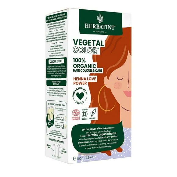 Tratamiento de Nutricion con Color , 100% Organico y Natural, Tono Henna Love Power