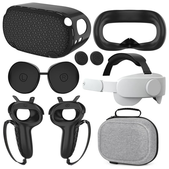 Kit de accesorios VZNEK para Oculus Quest 2, correa para la cabeza, funda, etc.