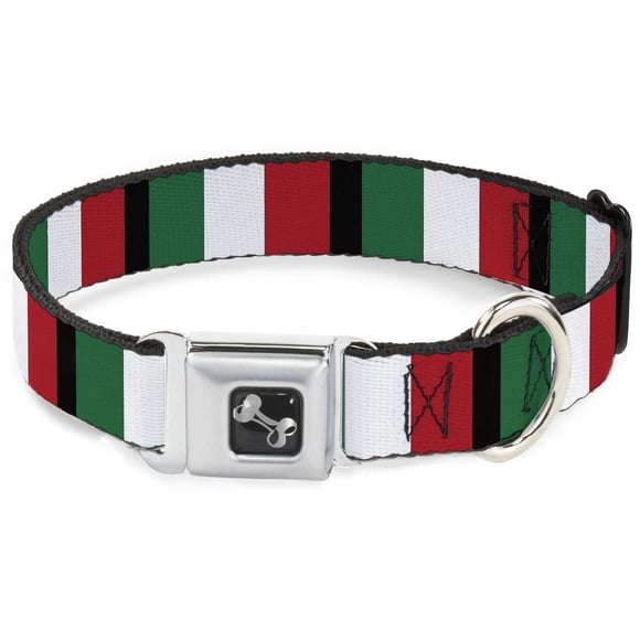Collar de perro con banderas italianas abrochadas de 1 cm de ancho para cuello de 9 a 15 cm