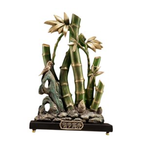 Magideal - Adorno De Estatua De Bambú, Adorno De Escritorio, Artesanía, Base Estable, Elegante Escultura De Resina De Bambú, Decoración, Regalo De Inauguración