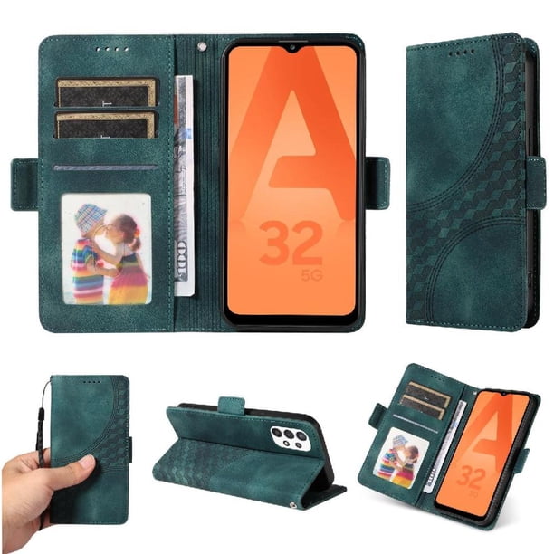 Carcasa FOXDOCK Samsung Galaxy A32 5G de cuero PU, diseño acolchado clásico, protección contra caídas y rayones