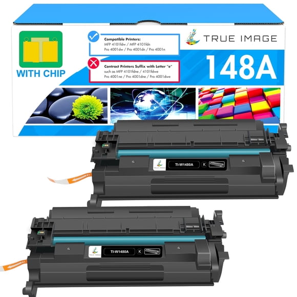 Cartucho de tóner TRUE IMAGE 148A 148X negro, paquete de 2 unidades para HP
