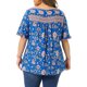 thumbnail image 4 of Agnes Orinda Blusa de Mujer Talla Grande para Escuela o Universidad, Estampado Floral, Cuello en V, Mangas Cortas con Volantes, Estilo Bohemio, Plisada, Casual, Verano, Holgada, Talla 1X, Azul, 4 of 6