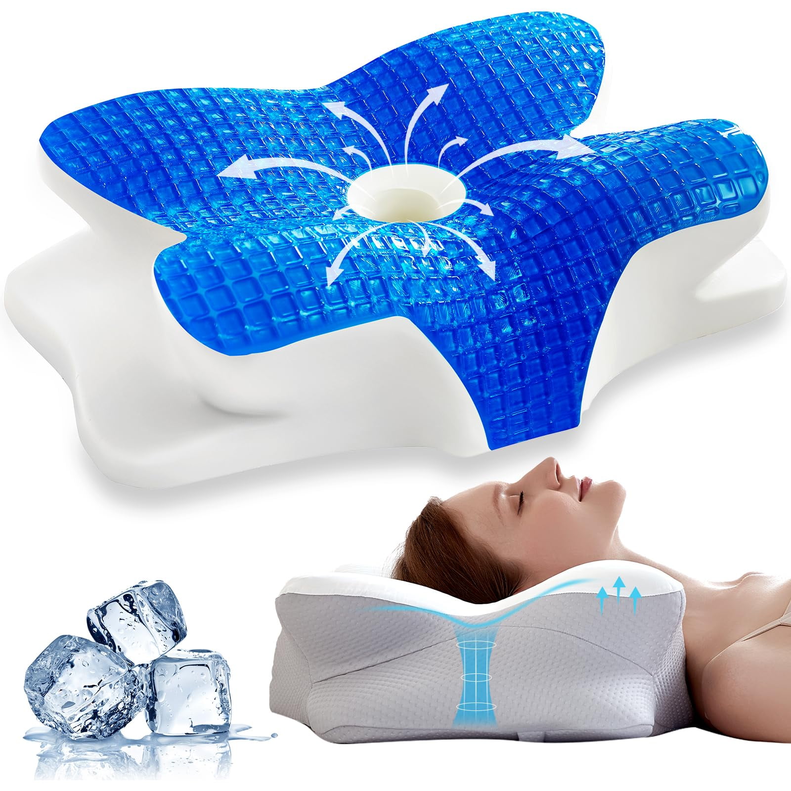 Almohada Refrescante De Espuma Viscoelástica Eucior Para Cuello Y Hombros