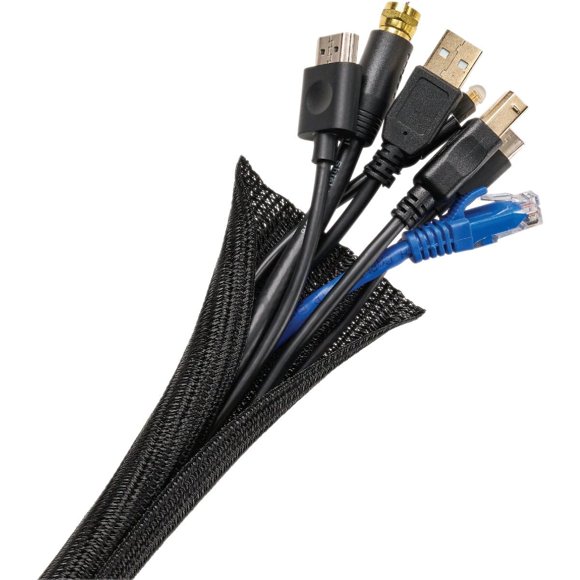 Cable Sleeve Wrap-It Storage, paquete de 3 m, malla negra
