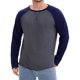 thumbnail image 1 of Camiseta de Hombre de Manga Larga con Bloques de Color Casual Raglán 2XL Gris Azul, 1 of 6