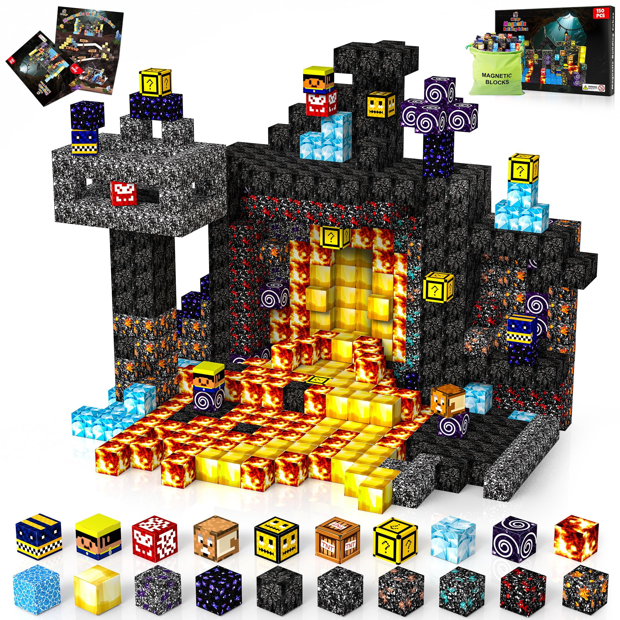 Bloques De Construcción Magnéticos Hltyigr 150 Piezas Cave World Para Niños A Partir De 3 Años