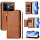 thumbnail image 5 of Funda tipo cartera para Realme GT Neo 5 5G con bolsillo con cremallera, tarjetero, soporte, correa para la muñeca y tapa de cuero marrón, 5 of 5