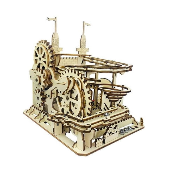 Tren de madera, juguetes de mármol, rompecabezas inteligente, juguetes de ensamblaje, kits de modelos mecánicos artesanales para decoración de habitac
