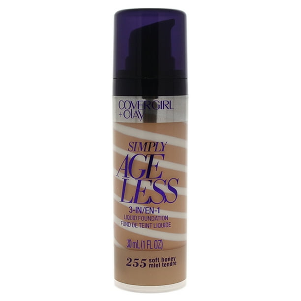 CoverGirl Base de Maquillaje 3 en 1 CoverGirl Plus Olay Simply Ageless - 255 Soft Honey para Mujeres - Base de Maquillaje de 1 oz