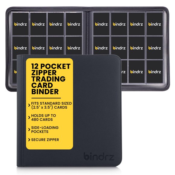 Carpeta para cartas coleccionables bindrz 480 cartas, negro, con cremallera