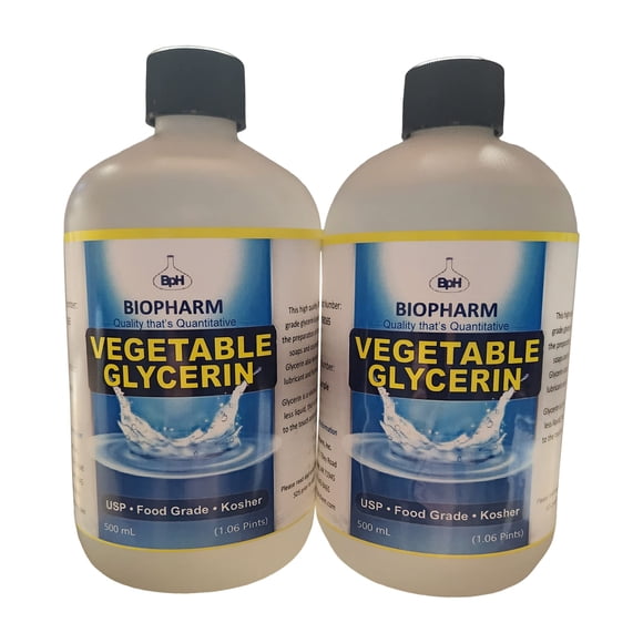 Glicerina vegetal Biopharm 2 x 500 ml grado alimenticio kosher