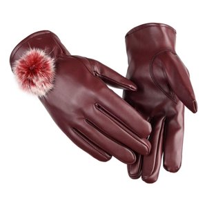 Genérica - Guantes De Piel Sintetica Con Táctil - Rojo - Pompon Rojo M
