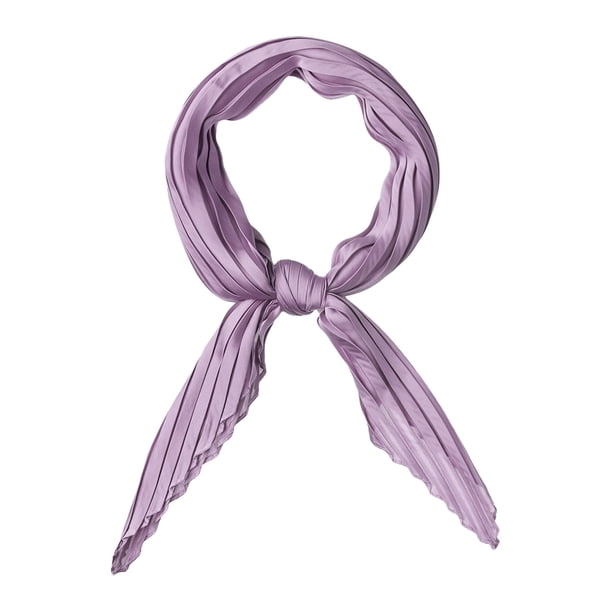 INSPIRE CHIC Bufanda de Cabeza de Rombo Plisado para Mujer, Envolturas de Color Sólido, Pañuelos, Bandana Púrpura 40.94x16.54"(L*W)