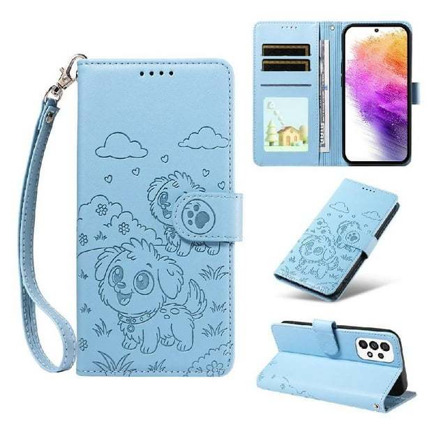 Funda Billetera FOXDOCK Compatible con Samsung Galaxy A73 5G, Diseño Perrito Tierno, Ranuras para Tarjetas y Soporte Plegable