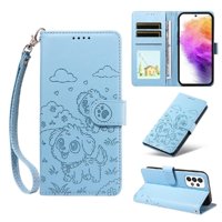 Funda Billetera Foxdock Compatible Con Samsung Galaxy A73 5G, Diseño Perrito Tierno, Ranuras Para Tarjetas Y Soporte Plegable