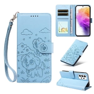 Funda Billetera Foxdock Compatible Con Samsung Galaxy A73 5G, Diseño Perrito Tierno, Ranuras Para Tarjetas Y Soporte Plegable