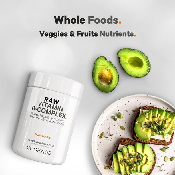 Suplemento de complejo de vitamina B sin procesar Codeage, 60