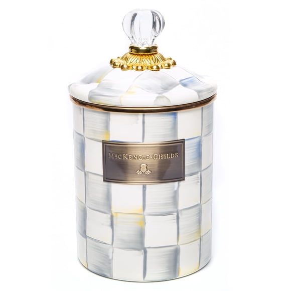Tarro MACKENZIE-CHILDS Mediano Cuadro Gris y Blanco