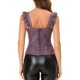 thumbnail image 3 of INSPIRE CHIC Top de Fiesta para Mujer con Ribete de Encaje, Sin Mangas, de Cuero Sintético PU, Talla S, Color Púrpura, 3 of 5