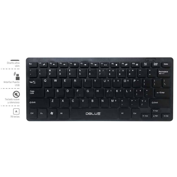 Dilwe Mini Teclado Bluetooth, 78 Teclas Inalámbrico Ultradelgado Y Compacto, Externo Portátil Para Computadora Portátil Y Tableta (Coreano
