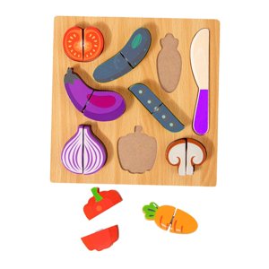 Magideal - Rompecabezas De Corte De Madera Para Niños En Edad Preescolar, Juego De Rol De Cocina, Juguete, Clavija De Madera, Rompecabezas Para Niños Pequeños, R Verdura