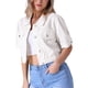 thumbnail image 1 of INSPIRE CHIC Chaqueta de Jean Recortada de Manga Corta con Botones y Desgastada para Mujer, Regreso a Clases, Blanca XL, 1 of 6