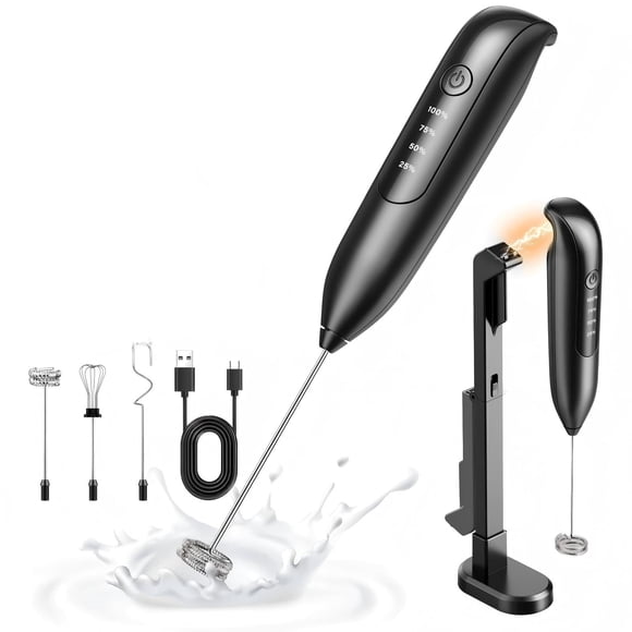 Espumador de leche eléctrico Dynooper de mano con pantalla LED y 3 velocidades