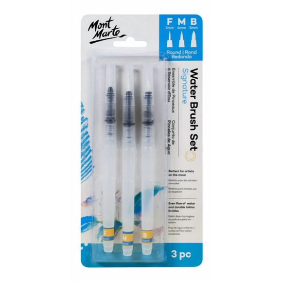 Pinceles Con Depósito De Agua Mont Marte Para Acuarela 3 Pcs