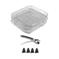 Magideal - Rejilla Triple Apilable 3 Capas Se Adapta A Todas Las Freidoras De Aire De 7 8 Pulgadas Rejilla De Drenaje De Cocina Multiusos Rejillas De Colad Cuadrado
