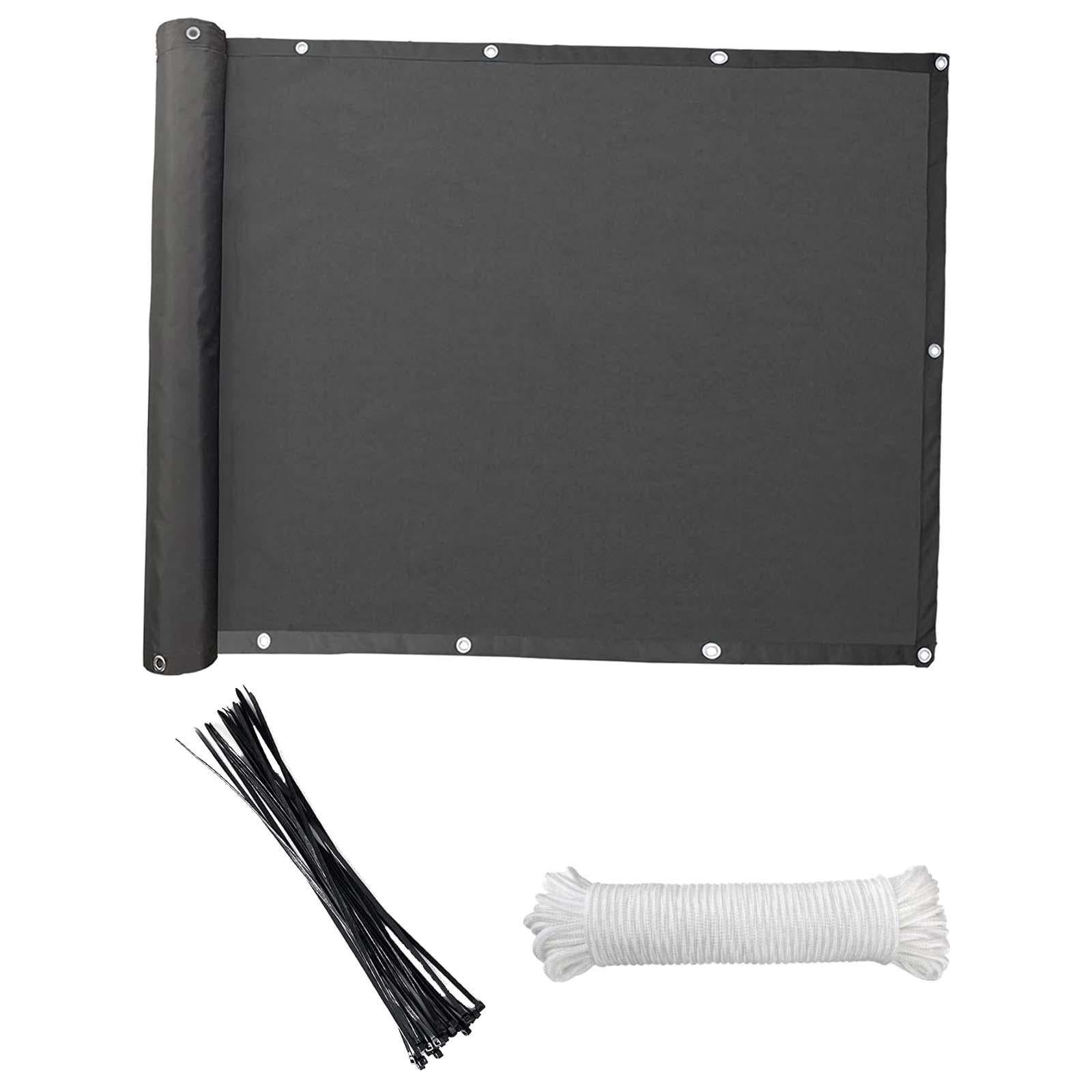 Ioensy - La Cubierta De Hdpe Para Balcón Incluye 24 Bridas Para Cables De 90 X 300 Cm Para Terraza Exterior De Porche, Color Negro