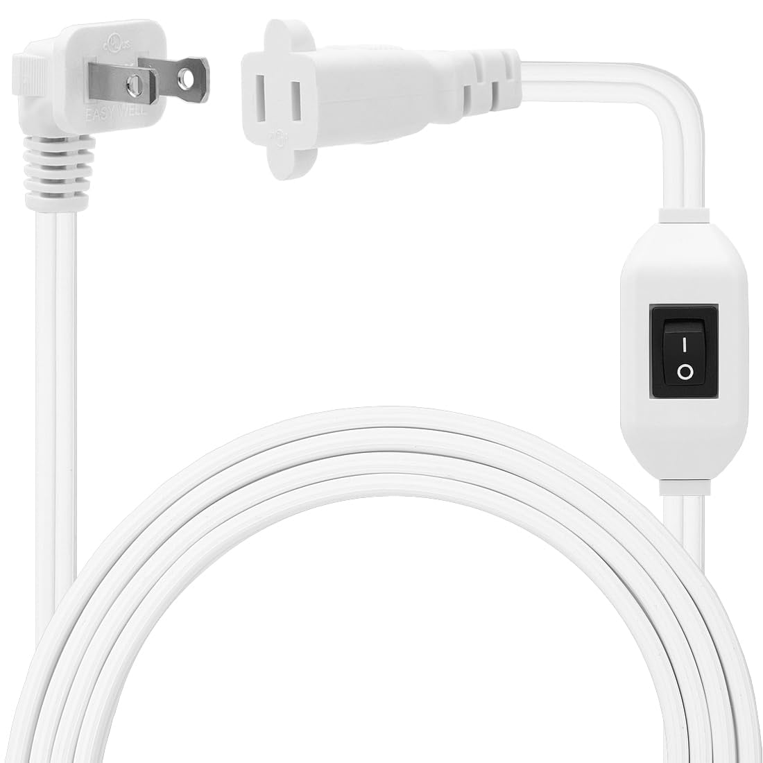 [cable De Extensión] Interruptor De Encendido Y Apagado Dealtus De 6 Pies, 12 A, 125 V, Blanco