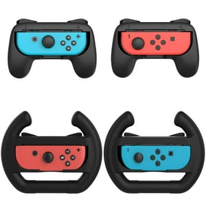 Genérico - Volantes Y Mandos De Videojuegos Para Nintendo Switch Oled, Compatibles Con Joycons - Incluye 2 Volantes De Mano, 2 Mini Mandos - Soportes Para Mandos De Joystick, Paquete De 4-Negro