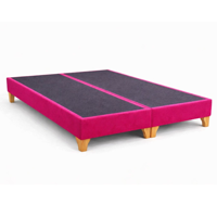 Base Cama 2 Plazas Lore Felpa Premium Fucsia / Reforzada Con Patas De Madera