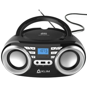 Reproductor De Cd Portátil Klim B3 Boombox Con Radio Fm, Bluetooth, Usb, Aux Y Altavoces Duales, Efectos De Sonido Eq, 20