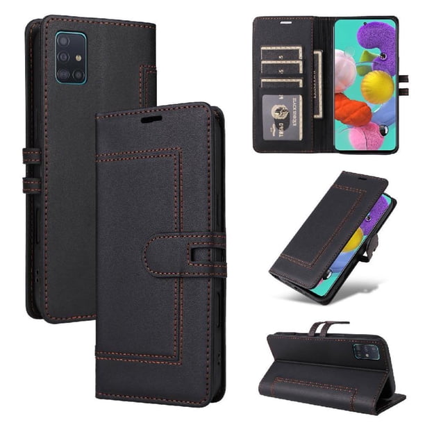 Premium Wallet Case for Samsung Galaxy A71 with Card Slots & Kickstand, Flip Cover Black